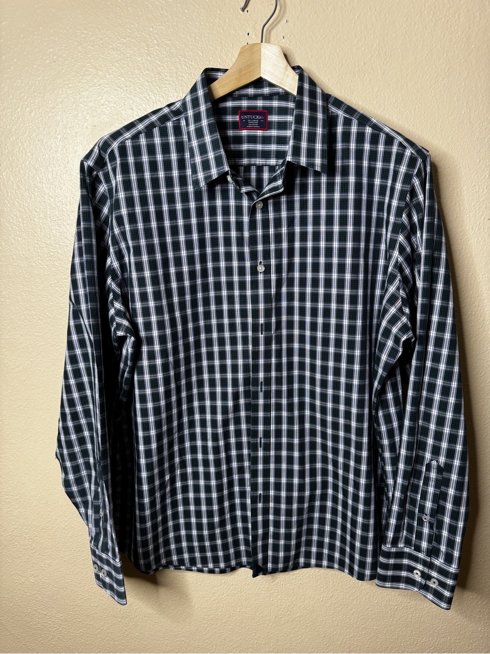 UNTUCKit Men’s Green Plaid Wrinkle Free Long Sleeve Button Down Shirt XXL